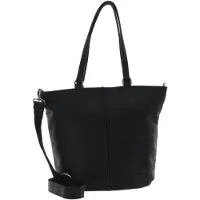 Merkloos Einkaufstasche aus Leder – Schwarz – 39 cm