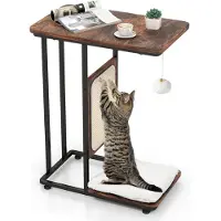 Dripio 4-in-1 Beistelltisch mit Sisal-Kratzbrett für Katzen, 50x30x64 cm, braun