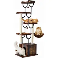 Dripio Kratzbaum, rustikales Braun, 63x42x187 cm, Sisal/Plüsch