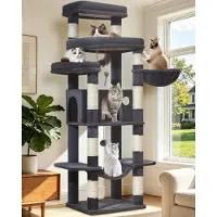 Dripio Kratzbaum 180 cm, XXL für große Katzen, 9 Säulen, dunkelgrau