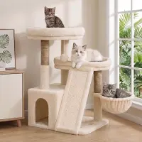 Dripio Kratzbaum, beige, 3 Ebenen, Sisal/Plüsch, mit Spielzeug