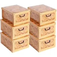 OEM 6 Aufbewahrungsboxen mit Deckel, Karton, 40x50x25 cm, Punkte-Design