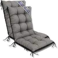 Amazinggirl Gartenstuhlauflagen Hochlehner 2er Set 50x120 cm Sitzauflagen Grau Leinenoptik