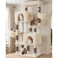 Dripio Kratzbaum für Katzen, Beige, 170 cm, mit Spielzeug
