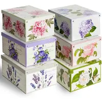 OEM 6 Aufbewahrungsboxen mit Deckel, Karton, 39x50x24 cm, Punkte-Design