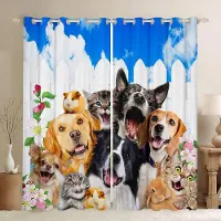 Dripio Fenster-Vorhang mit Tiermotiv, 2 Paneele, 117x137 cm, Polyester