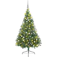vidaXL Künstlicher vorbeleuchteter Weihnachtsbaum Grün 210 cm PVC