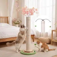 Dripio Kratzbaum für Katzen, 2-in-1, mit Kratzsäule und Spielbällen, 110 cm