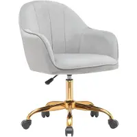 Dripio Samt-Bürostuhl mit goldenem Fuß, ergonomisch, höhenverstellbar, grau