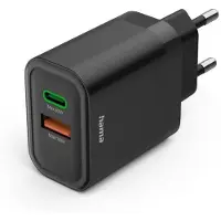 Hama Schnellladegerät, 1x USB-C, 1x USB-A, PD, 30 W, Schwarz Ladegerät (USB-A + USB-C)