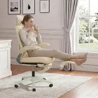 STILVORA Bürostuhl ergonomisch mit Lendenstütze und 3D-Kopfstütze, Klappstuhl mit Schwammsitzkissen und klappbaren Armlehnen, Schreibtischstuhl mit Arbeitspedalen
