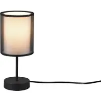 TRIO LEUCHTEN Tischleuchte "BURTON", schwarz (schwarz matt), 1, Ø 12,5cm H: 28,5cm, 1 Stk., Leuchten, mit Doppelschirm Textil, Schnurschalter, transparenter Organza-Schirm, Tischleuchte