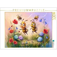 CALVENDO Puzzle Bienen suchen Pollen und achten auf Spinnen und Netze | 1000 Teile Lege-Größe 64 × 48 cm Foto-Puzzle für glückliche Stunden
