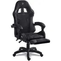 Dripio Ergonomischer Gamingstuhl mit Fußstütze, 120 kg, schwarz