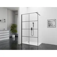 Marwell Walk-in-Dusche "BLACK WINDOW", weiß, neutral, B:100cm H:195cm T:120cm, Duschwände, Walk-in-Dusche, beidseitig montierbar, mit Stabilisationsbügel