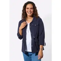Casual Looks Blusenblazer WITT "Blusenblazer Blusenblazer mit Tunnelzug in der Taille", Damen, Gr. 42, blau (marine), Sportlich, Blazer Blusenblazer