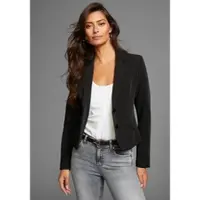 Melrose Kurzblazer , Damen, Gr. 44, schwarz, Web, Obermaterial: 95% Polyester, 5% Elasthan. Futter: 100% Polyester, unifarben, sehr figurbetont kurz, Blazer Kurzblazer, Topseller