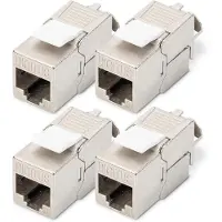 Digitus CAT 6A Keystone Modul, geschirmt, werkzeugfreier Montageanschluss - 4 Stk., Flach, Silber, RJ-45, LSA, Buchse, 10GBase-T