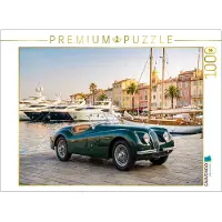 CALVENDO Puzzle Jaguar XK140 Roadster (GB, 1957) vor dem Hafen von Saint-Tropez an der Côte d'Azur | 1000 Teile Lege-Größe 64 × 48 cm Foto-Puzzle für glückliche Stunden