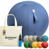 Dripio Sitzball 65 cm mit Leinenbezug, Hellblau, ergonomisch