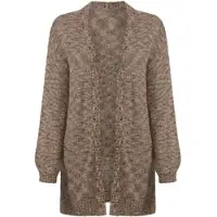 HEINE Strickjacke "Strickjacke Strickjacke aus Bouclé-Garn", Damen, Gr. 38, braun (taupe, papaya, meliert), Bouclé, , Modisch, V-Ausschnitt, Strickjacken Strickjacke