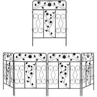 Dripio 5er-Set Gartenzaun Metall, schwarz, 60x80 cm, Steckzaun