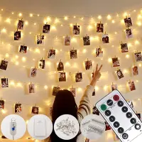 SURIGHT Foto-Lichterkette – USB- oder batteriebetrieben – 100 LEDs, 10 Meter Kupferdraht, hängende Lichterkette