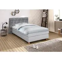 Home affaire Boxspringbett "Iris", grau (hellgrau), B:141cm L:215cm, Holz teilmassiv, Stoff, Komplettbetten, Boxspringbett, inklusive Topper, in 4 Breiten, 3 Ausführungen, 3 Härtegrade