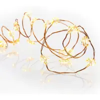 SURIGHT Hellum 570830 LED-Lichterkette, Kabel ohne Schutzhülle, 20 LEDs, Innenbereich, warmweiß, Sternenmuster, batteriebetrieben