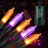SURIGHT Eine lila Halloween-Lichterkette – 10 Meter, 100 LEDs, batteriebetrieben, Weihnachtsbeleuchtung – Orange