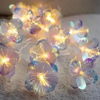 SURIGHT Lichterkette mit Blumen – 1,5 Meter, 10 LED-Blumen, Glasfaser