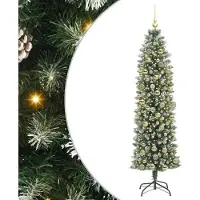 vidaXL Künstlicher schlanker Weihnachtsbaum Grün und Weiß 180 cm