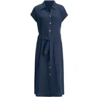 Sieh an! Hemdblusenkleid SIEH AN "Kleid Baumwollkleid in Musselin-Qualität mit Bindegürtel", Damen, Gr. 44, N-Gr, blau (dunkelblau), Modisch, Kleider Hemdblusenkleid