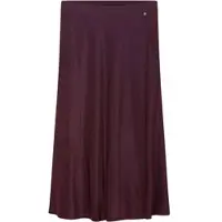 Sheego Faltenrock "Rock Satinrock mit verdecktem Reißverschluss", Damen, Gr. 46, lila (burgund), Satin, , Elegant, Röcke Faltenrock