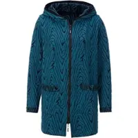 Création L Shirtjacke "Wende-Shirtjacke Shirtjacke mit Wendefunktion", Damen, Gr. 36, blau (topas, graphit, gemustert), Modisch, Shirts Shirtjacke