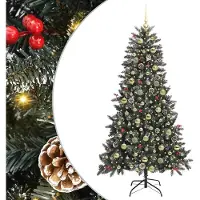 vidaXL Künstlicher Weihnachtsbaum Grün 180 cm PVC, Plastik und Stahl