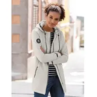 Witt Shirtjacke "Jersey-Jacke Shirtjacke in strukturierter Qualität, kontrastfarbene Details", Damen, Gr. 38, weiß (hellgrau), Sportlich, Rundhals, Shirts Shirtjacke