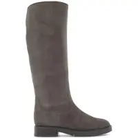 Gabor Stiefel , Damen, Gr. 38, Textil, Normalschaft, schwarz-weiß (taupe), Veloursleder, unifarben, Schuhe Stiefel, Blockabsatz, Langschaftstiefel mit Reißverschluss, G-Weite