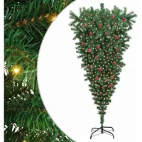 vidaXL Umgedrehter Kunst Weihnachtsbaum mit Kugelset Grün 210 cm PVC