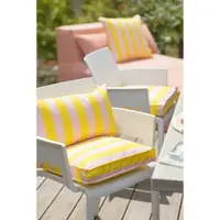 Hock Sitzkissen H.O.C.K., bunt (gelb rosé, gestreift), Dekokissen_Sitzkissen_Kissenhüllen, B/L: 50cm x 50cm, 1 Stk., Bezug: 100% Polyacryl, gestreift, Sitzkissen, B:50cm H:10cm L:50cm
