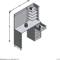 FMD Möbel FMD Schminktisch mit Spiegel 105x39,9x140,5 cm Weiß