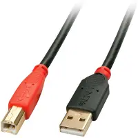 Lindy 42762, 15 m, USB A, USB B, USB 2.0, Männlich/Männlich, Schwarz, Rot