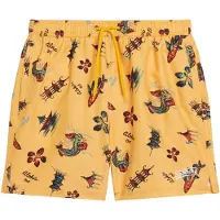 Superdry für Herren. M3010232A Hawaiianische Druck Badeanzug recycelt gelb (M), Strandbekleidung, Recyceltes Polyester, Nachhaltig