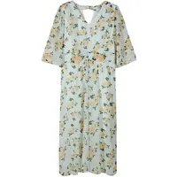 Sheego Maxikleid "Abendkleid Chiffonkleid mit Blumenprint", Damen, Gr. 56, N-Gr, bunt (zartmint, apricot, gemustert), Elegant, V-Ausschnitt, Kleider Maxikleid