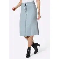 HEINE Schlupfrock "Strickrock Strickrock", Damen, Gr. 38, grau (hellblau, ecru, meliert), Strick, , Modisch, Röcke Schlupfrock