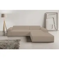 Werk2 Ecksofa "Zeus-XL, urbanes Curvy Design, bequemes Mega-Sofa, große Sitztiefe", hellbraun, B:311cm H:70cm T:210cm, 100% Polyester, Sofas, Ecksofa