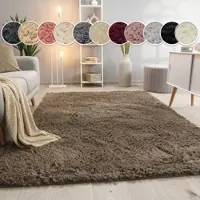Paco Home Hochflor-Teppich "Silky 591", grau (taupe), B:160cm H:37mm L:220cm, Polyester, Teppiche, Hochflor-Teppich, Uni-Farben, besonders weich und kuschelig, Wohnzimmer