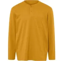 Sieh an! Schlafanzug SIEH AN "Schlafanzug-Shirt Schlafanzug-Shirt", Herren, Gr. 44/46, ocker, Rundhals, Homewear-Sets Schlafanzug