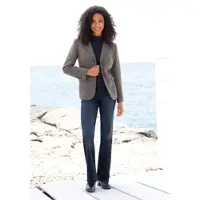 HEINE Blusenblazer "Blazer Blazer mit Fischgrat-Muster", Damen, Gr. 36, marine, sesam, gemustert, Web, Stoff, , Modisch, Blazer Blusenblazer