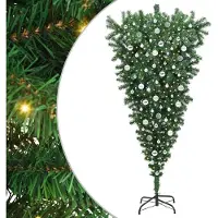 vidaXL Umgedrehter Kunst Weihnachtsbaum mit Kugelset Grün 210 cm PVC